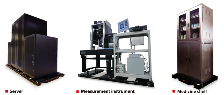 Images of server, measuring equipment and medicine shelf 